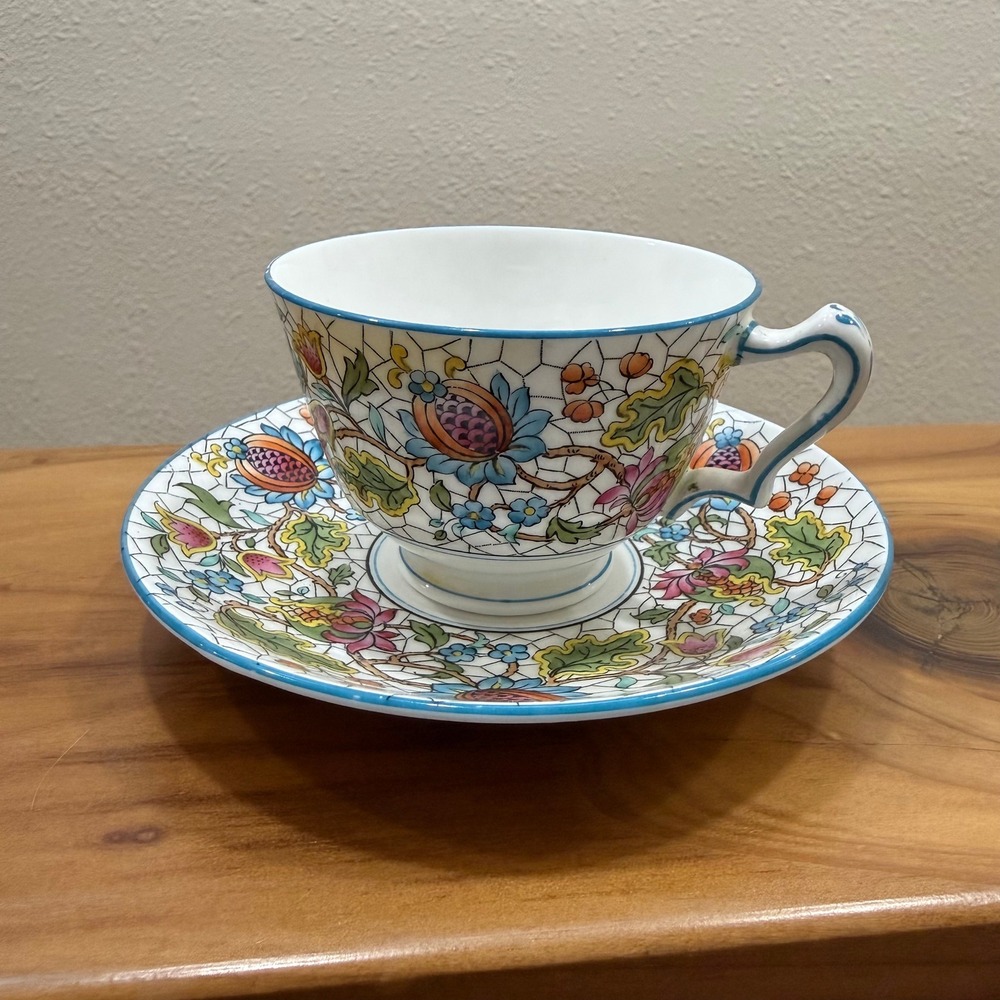 Vintage 20s 30s Crown Staffordshire England Bone China Teacup Saucer Tea Set